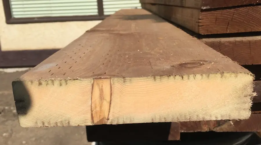 Exposed Untreated Wood After Cutting Pressure Treated Wood