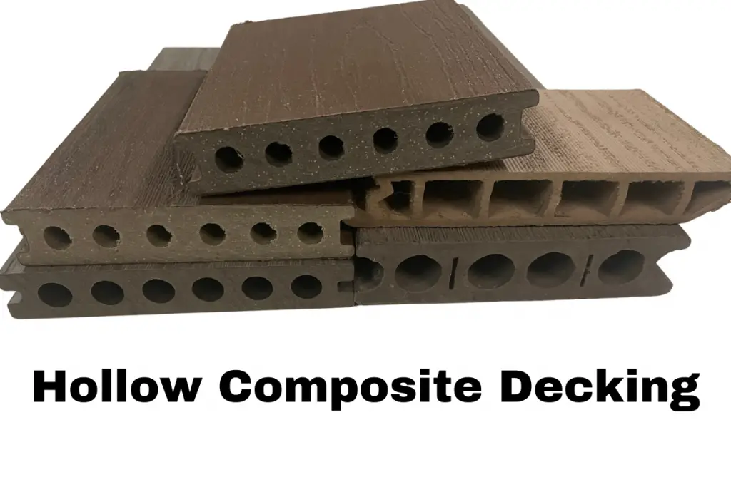 End cut of hollow composite decking