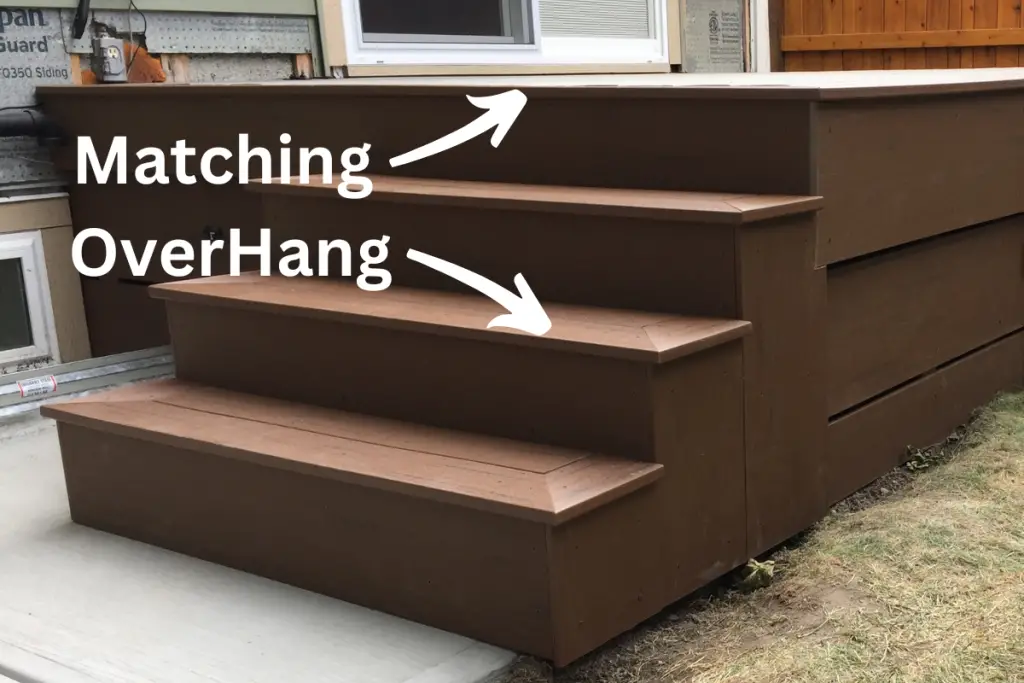 Same Overhang on nosing and picture frame of decking