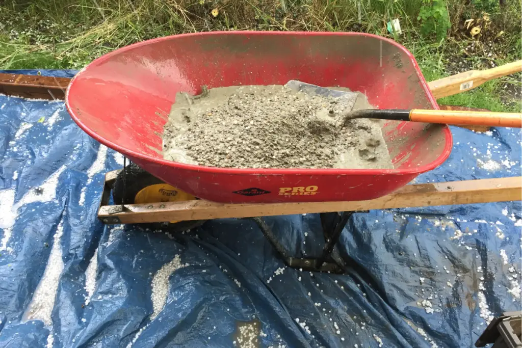 Mixing Concrete in a Wheelbarrow